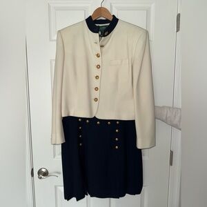 Ralph Lauren Cream Blazer and Navy Skirt